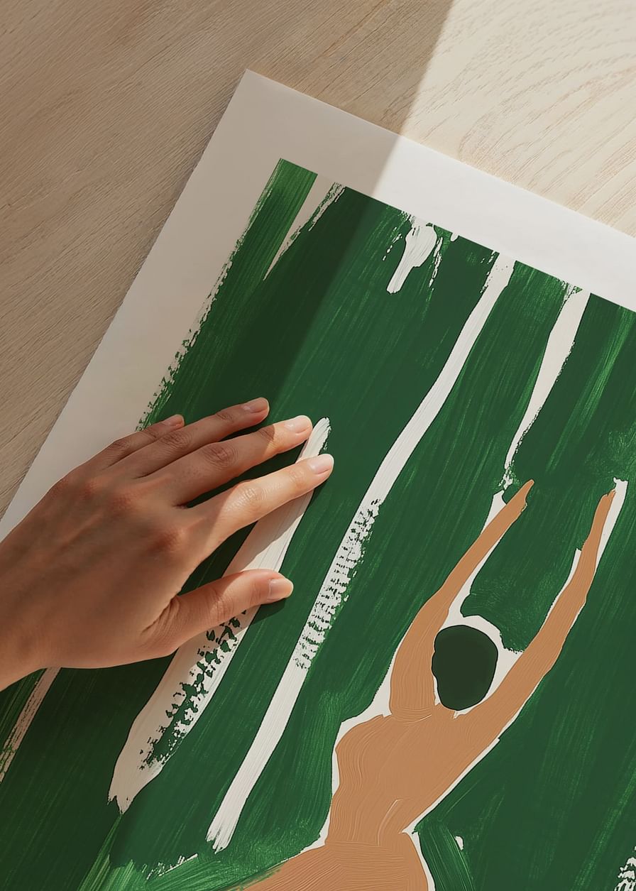 En poster av en kvinna i yogaposition-12