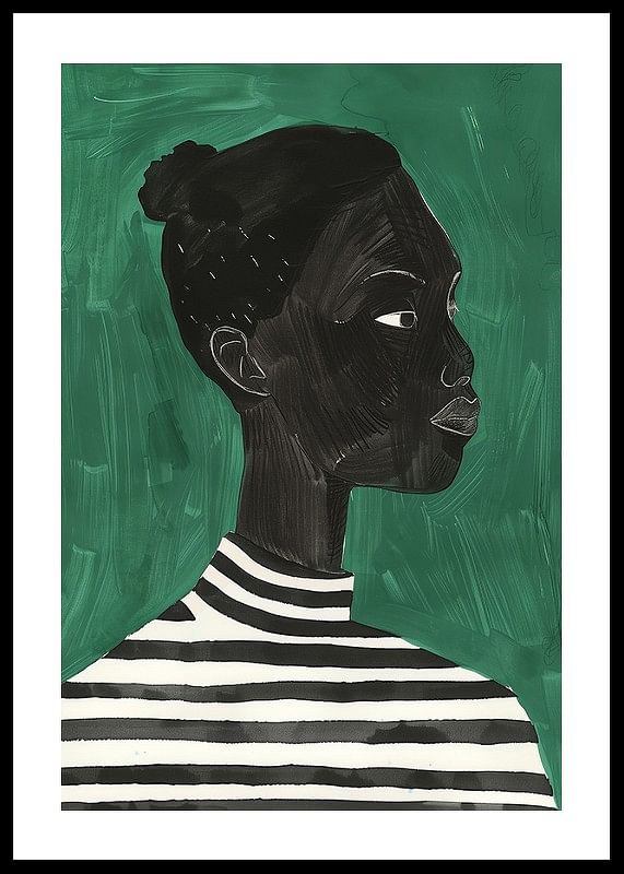 Un poster di una donna di profilo che indossa un maglione a righe-12