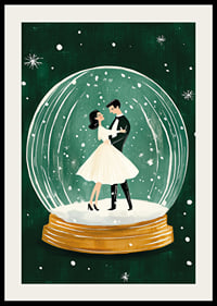 Ein Poster mit einem tanzenden Paar in einer Schneekugel-2
