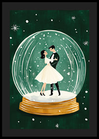 Ein Poster mit einem tanzenden Paar in einer Schneekugel-4