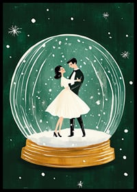 Ein Poster mit einem tanzenden Paar in einer Schneekugel-6