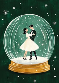 Ein Poster mit einem tanzenden Paar in einer Schneekugel-7