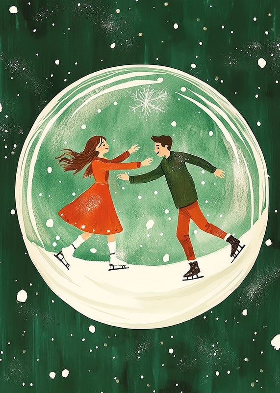 A poster of a skating couple in a snow globe-12
