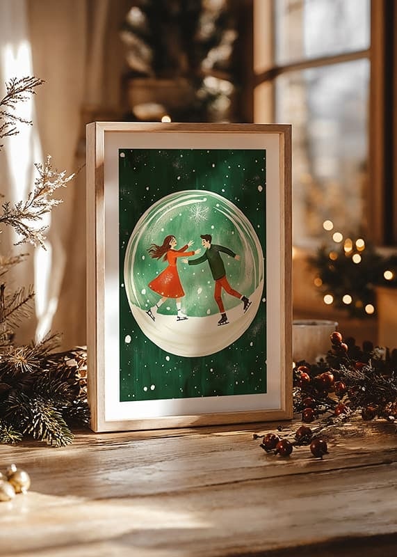 A poster of a skating couple in a snow globe-12