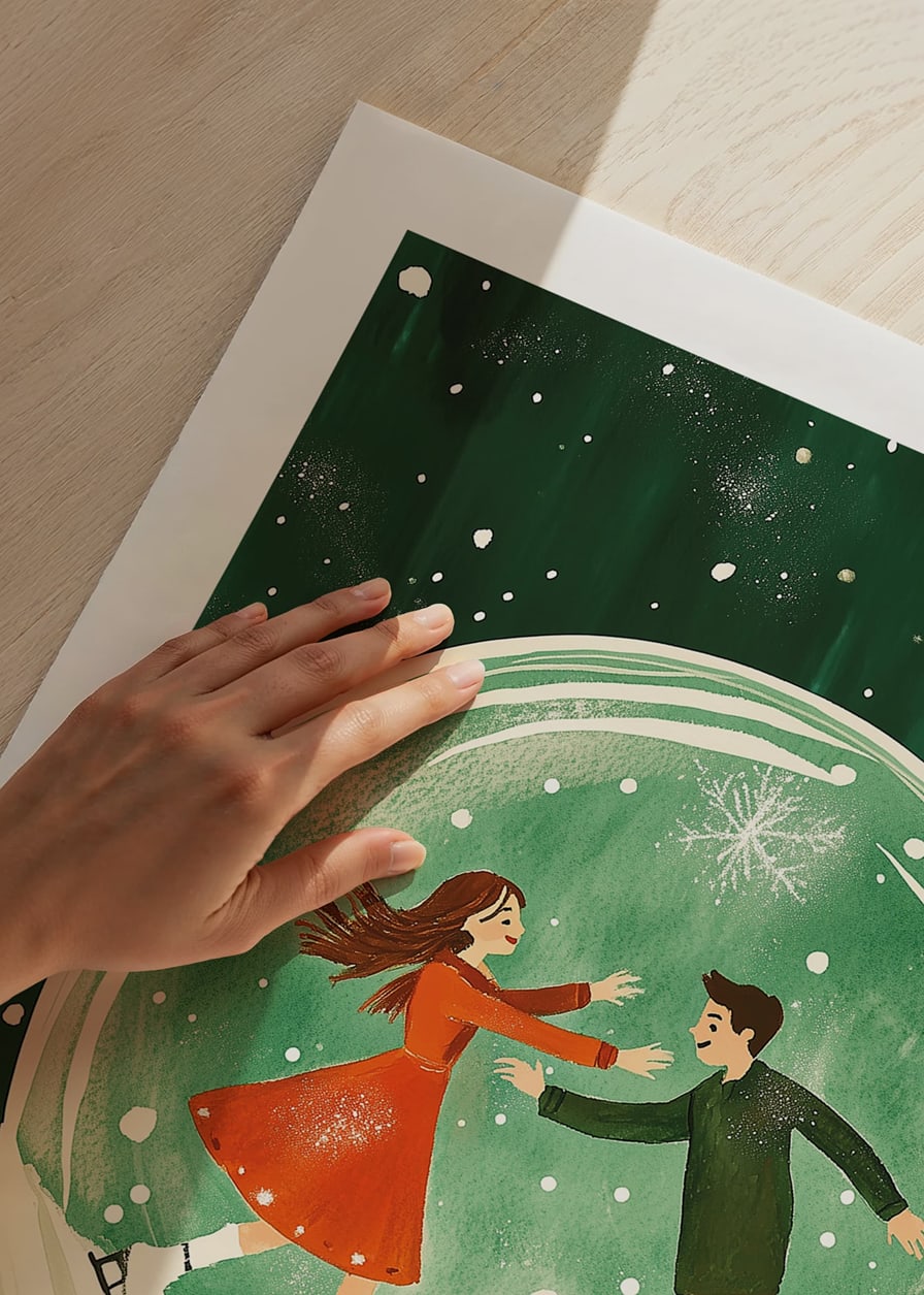 A poster of a skating couple in a snow globe-12