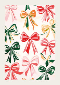 En poster med festliga rosetter i rött, grönt, rosa och guld-3