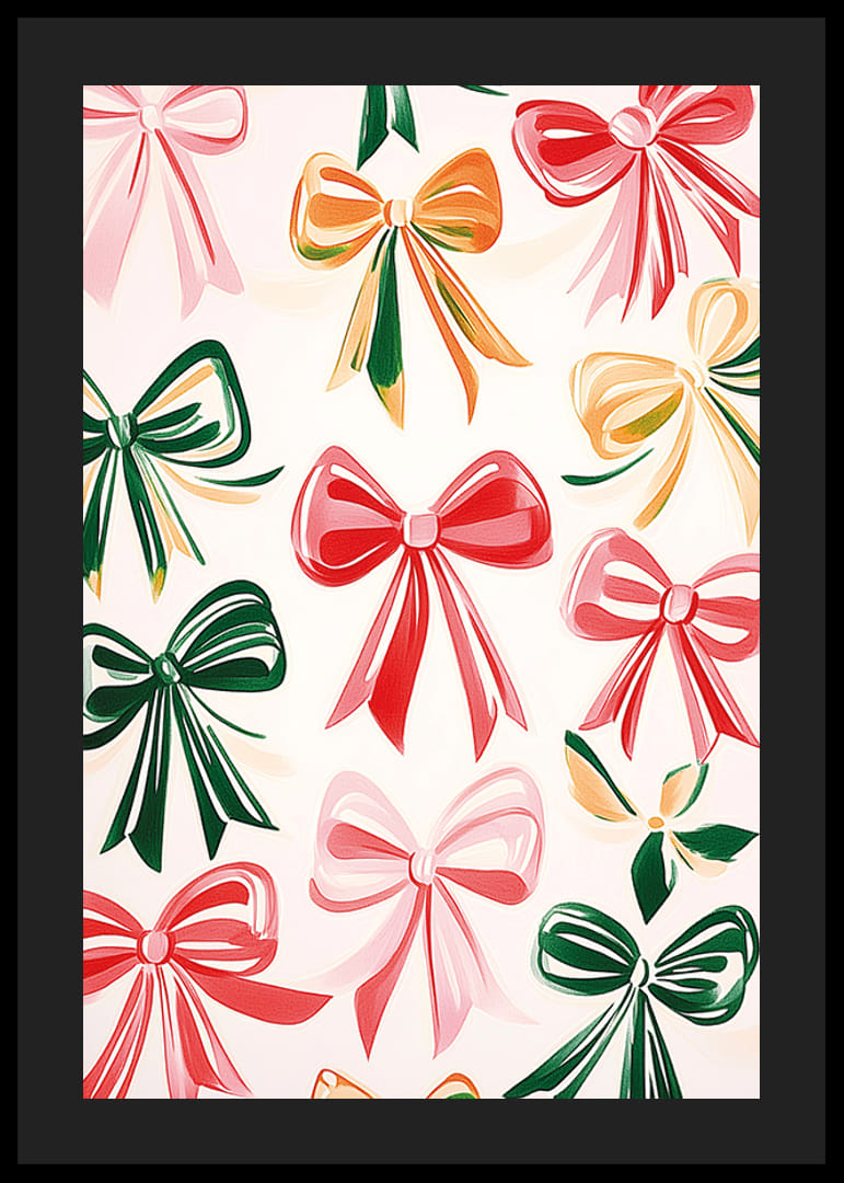 En poster med festliga rosetter i rött, grönt, rosa och guld-12