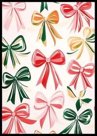 Um poster com laços festivos em vermelho, verde, rosa e dourado-2