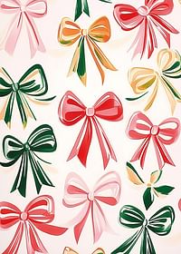 Um poster com laços festivos em vermelho, verde, rosa e dourado-3