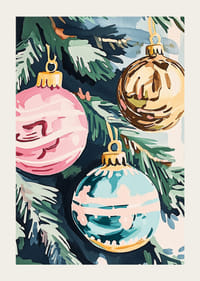 A poster with colorful Christmas baubles in pink, gold and turquoise-3