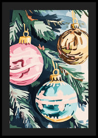 A poster with colorful Christmas baubles in pink, gold and turquoise-4