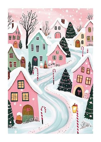 Poster Snowy Candy Cane Village