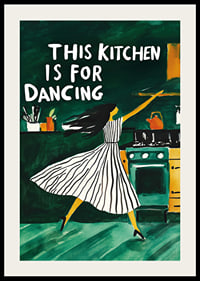 A poster of a dancing woman in the kitchen-2