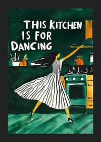 En poster av en dansande kvinna i köket-5