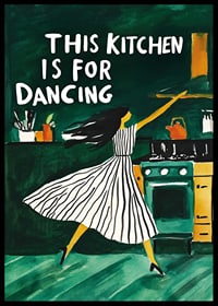 A poster of a dancing woman in the kitchen-6
