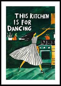 A poster of a dancing woman in the kitchen-0