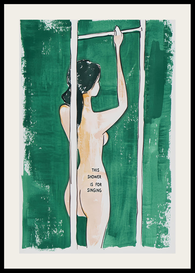 En plakat av en kvinne i dusjen -12