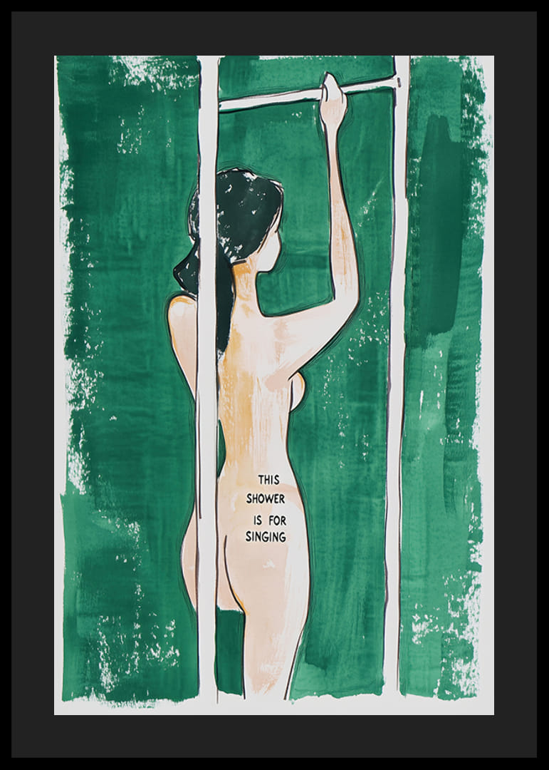 En plakat av en kvinne i dusjen -12