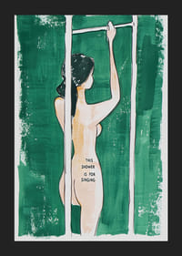 En plakat av en kvinne i dusjen -5