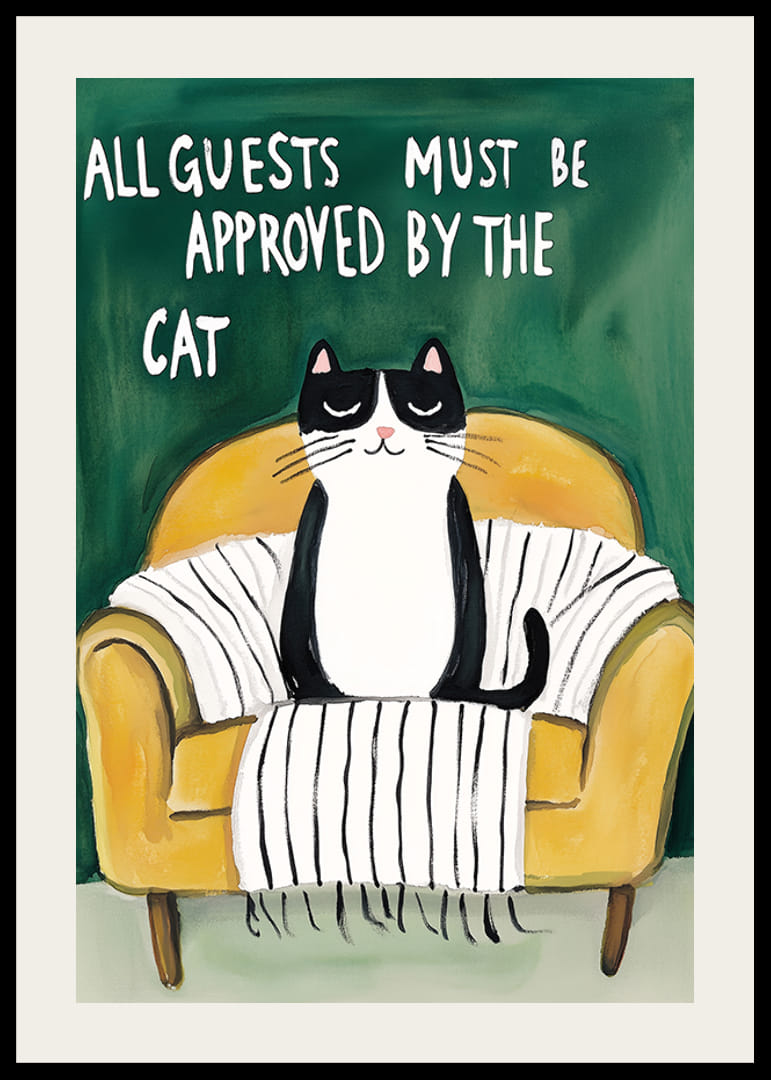 A poster of a cat in an armchair-12