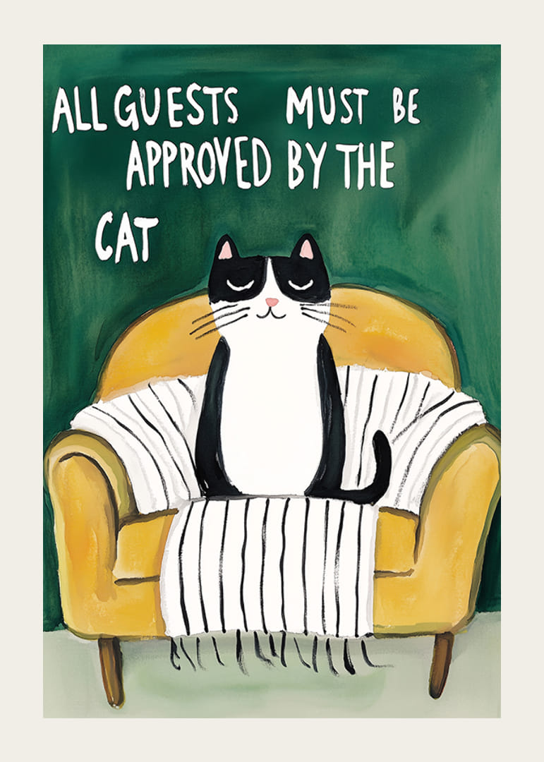 A poster of a cat in an armchair-12