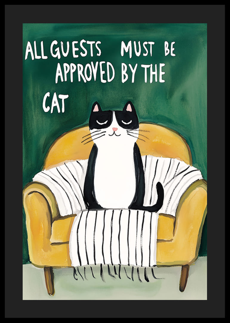 A poster of a cat in an armchair-12