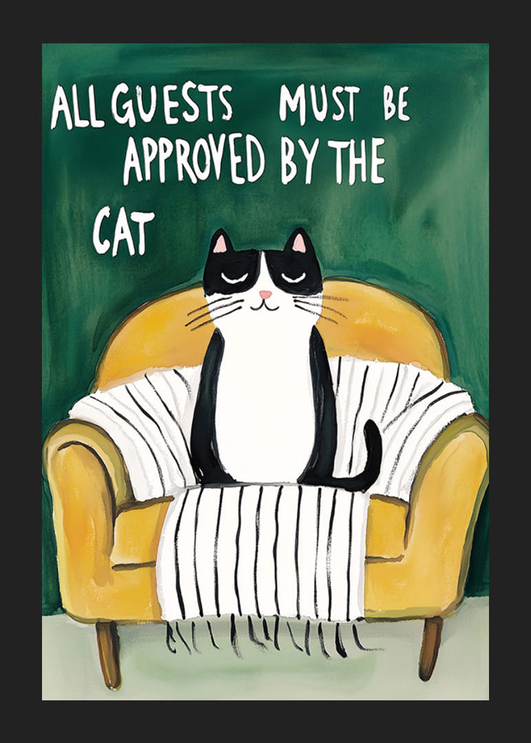 A poster of a cat in an armchair-12