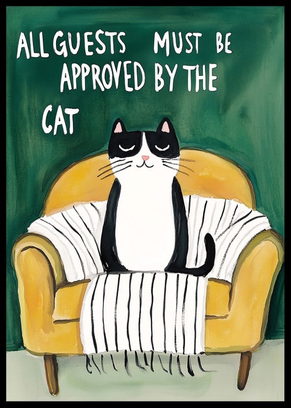 A poster of a cat in an armchair-12