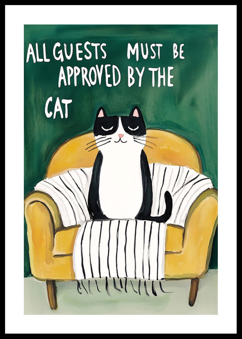 A poster of a cat in an armchair-12
