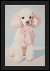 A poster of a fluffy poodle with a pink bow-4