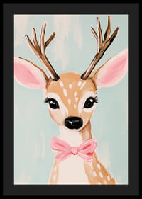 Poster mit einem süßen Reh mit rosa Schleife-4
