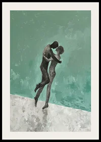 A poster of two figures in a tender embrace-2