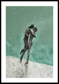 A poster of two figures in a tender embrace-0