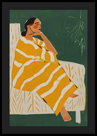 A poster of a woman in a yellow striped blanket-4
