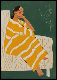 A poster of a woman in a yellow striped blanket-6