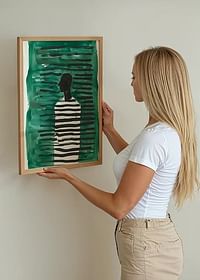 Ein Poster mit einer Silhouette, umgeben von grünen und schwarzen Linien-4