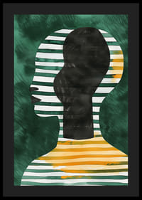 En plakat med stripet silhuett i profil mot grønn bakgrunn-4