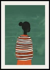 A poster of a stylish silhouette in a striped sweater against a green background-2