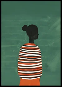 A poster of a stylish silhouette in a striped sweater against a green background-6