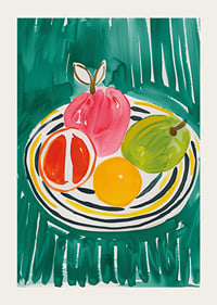 A poster with fruits on a patterned platter-3