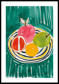 A poster with fruits on a patterned platter-0