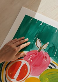 A poster with fruits on a patterned platter-9