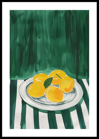 Plakat Zesty Lemons On Stripes