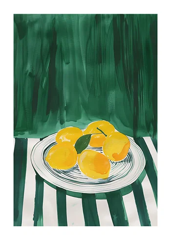 Poster Zesty Lemons On Stripes