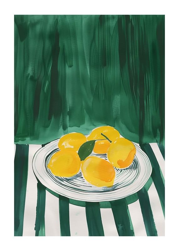 Poster Zesty Lemons On Stripes