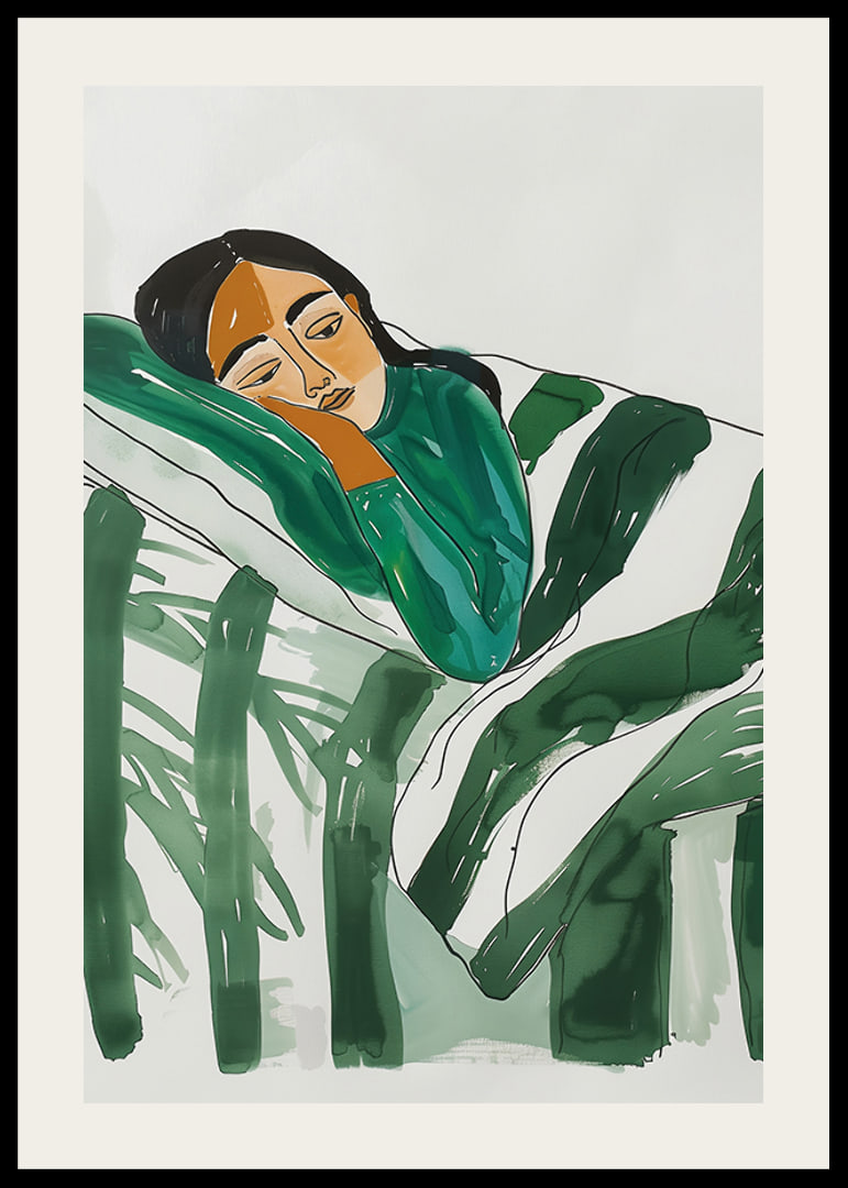 A poster with a sleeping woman-12