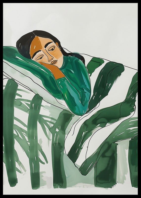 A poster with a sleeping woman-12