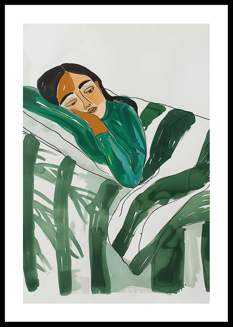 A poster with a sleeping woman-12