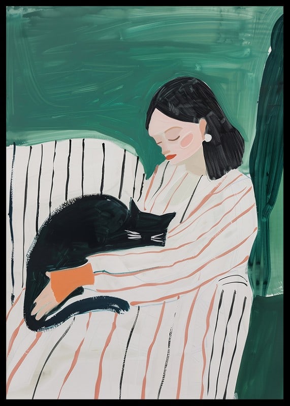 A poster that captures the warmth of the bond between human and cat-12