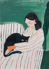 A poster that captures the warmth of the bond between human and cat-7